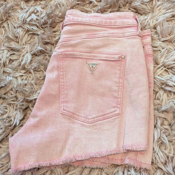 Guess Pink Stonewash Denim Cut-Offs - Picture 1 of 3